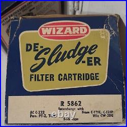 10 Wizard De-Sludge-ER Oil Filter Cartridges Vintage Western auto Car Parts Lot