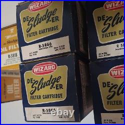 10 Wizard De-Sludge-ER Oil Filter Cartridges Vintage Western auto Car Parts Lot