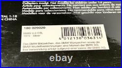 118 Minichamps 1972 BMW 3.0 CSL Silver Diecast Car Vintage Car Opening Parts