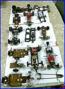 13 Vintage 124 Slot Car Parts, Chassis, Tires, Gears, Motors Axles. Untested Used