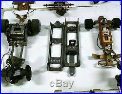 13 Vintage 124 Slot Car Parts, Chassis, Tires, Gears, Motors Axles. Untested Used