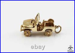 14k Yellow Gold 3D Vintage Willys Jeep Car Pendant Charm (Movable Parts)