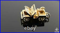 14k Yellow Gold 3D Vintage Willys Jeep Car Pendant Charm (Movable Parts)