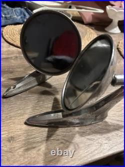 1940s Chrome Side View Mirror Pair Vintage Antique Automobile Car Parts USA