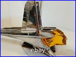1950's Pontiac Hood Ornament Chieftain Vintage Hot Rod Car Mascot Amber Head