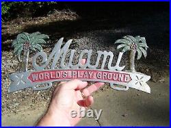 1950s Antique MIAMI License plate Topper Vintage Chevy Ford rat Hot Rod gm Buick