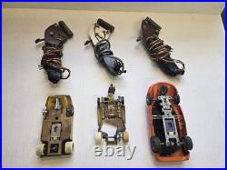 2 Vintage 1/24 scale Slot Cars & A Chassis With 3 Controllers Parts or Repair