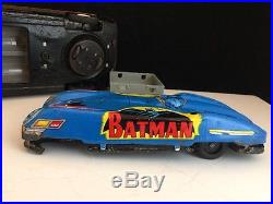 2 Vintage 1966 Tin Toy BatMobiles Aoshin Japan Batman Tin Toy Cars For Parts