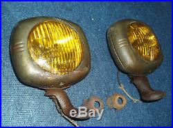 50s Vintage pair of US Pioneer 45 Accessory Fog lights 6 volt (working) amber