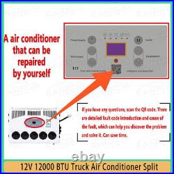 #77 12V Split Air Conditioner 12000BTU AC Kit Fit for Cab Semi Truck Bus Caravan