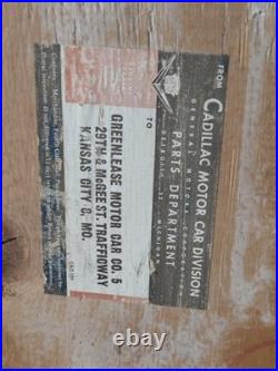 Antique Cadillac Shipping Crate 1950s Car Parts Auto Adverstising Vintage Decor