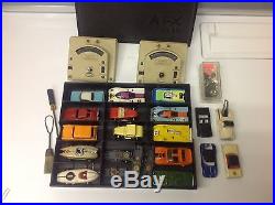 Aurora AFX Race Pit Kit Case & 17 Vintage Slot Car Racers with Extra Parts