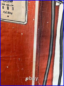BOWSER ROL-WAY VINTAGE GAS PUMP LARGE CANVAS BANNER POSTER DISPLAY 1940's 1950's