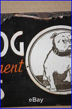 BULLDOG auto part sign vintage porcelain enamel car garage antique trade dog OLD