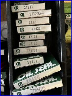 CR Seals Metal Cabinet And NOS Oil Seals X 38 Bearings X 8 Vintage Car Parts