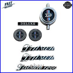 Datsun 1200 Deluxe Emblem Badge Set Front Trunk Fender Logo Vintage Car Parts