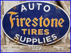 Firestone Vintage Porcelain Sign 1953 Tires Car Truck Parts 17 Oil Gas Station