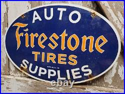 Firestone Vintage Porcelain Sign 1953 Tires Car Truck Parts 17 Oil Gas Station