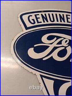 Ford Genuine Parts V8 Porcelain Vintage 24 Inches X 19 Inches CAR TRUCK GAS