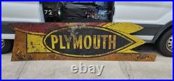 Huge 9 Ft Vintage Double Sided Plymouth Car Dealer Parts Service Sign Hanger