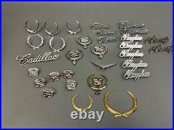 Huge Lot Of 30 Vintage Cadillac Emblem Badge Ornament Logo Car Parts 60's-80's