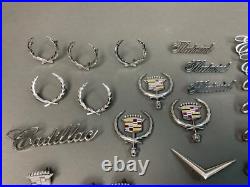 Huge Lot Of 30 Vintage Cadillac Emblem Badge Ornament Logo Car Parts 60's-80's
