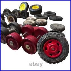 Huge Lot! Vintage Toy Car Truck Train Skates Wheels Tires Axle Rubber Wood Parts