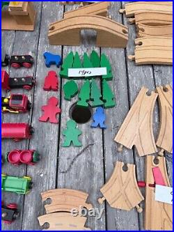 Huge Vintage Lot Brio Wooden Train Parts Tracks Bridges, Cars 253 pcs