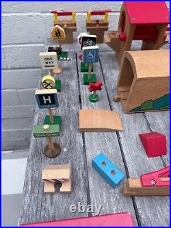 Huge Vintage Lot Brio Wooden Train Parts Tracks Bridges, Cars 253 pcs