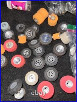 Huge Vintage Slot Car Parts! Motor, Chassis Wheels And Tires, Axles And Gears