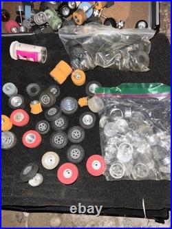 Huge Vintage Slot Car Parts! Motor, Chassis Wheels And Tires, Axles And Gears