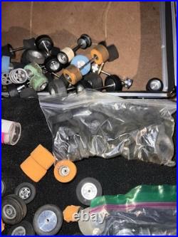 Huge Vintage Slot Car Parts! Motor, Chassis Wheels And Tires, Axles And Gears