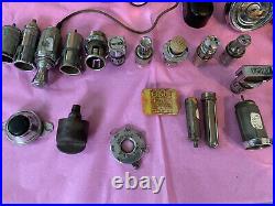 Huge lot of vintage car lighters, locking gas caps, emblems and more rare parts