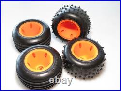 L22-3447 Vintage Team Losi Jrxt Truck Front Rear Tires Orange Wheels