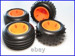 L22-3447 Vintage Team Losi Jrxt Truck Front Rear Tires Orange Wheels