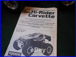 LOOK RARE! Vintage Kyosho Hi Rider Corvette Works w Radio Bag Charger Manual