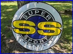 Large Vintage Car Super Sport Parts Dealer Porcelain Advertising Sign 30