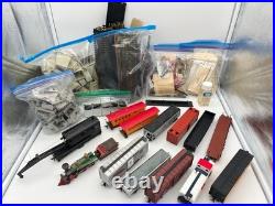 Large Vintage HO Scale Train Lot Cars Track Transformers Bridges Parts Untested