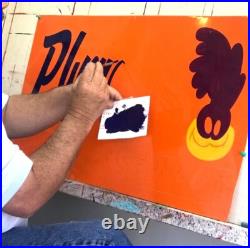 Large Vintage Hand Painted Metal FORD PARTS SERVICE Truck Gas Oil Car Lot Sign