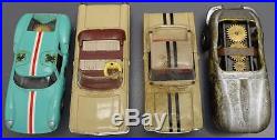 Lot 19 Vintage HO Slot Cars +Stickers Case Parts Repair