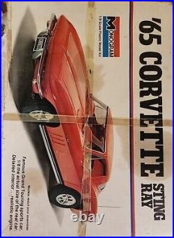 Lot Vtg Car Model Kits 65 & 85 Corvette BMW R75 FOR Parts Only AS IS