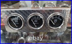 MOONeyes 3 GAUGE SET w Turned Panel & Senders HOT ROD Custom OIL TEMP VOLT moon