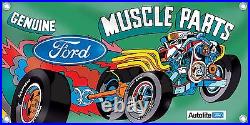 NEW Genuine Ford Muscle Parts Car Banner Retro Vintage Logo Emblem Sign Replica