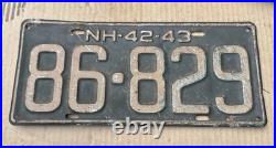Original 1942-43 New Hampshire Car Truck License Plate Vintage Classic Rare Part