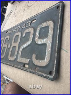 Original 1942-43 New Hampshire Car Truck License Plate Vintage Classic Rare Part