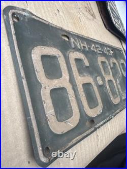 Original 1942-43 New Hampshire Car Truck License Plate Vintage Classic Rare Part