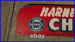 Original Vintage Chevy Harner Chevrolet Genuine Parts Sign original Painted Wood