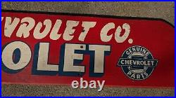 Original Vintage Chevy Harner Chevrolet Genuine Parts Sign original Painted Wood
