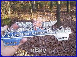 Original vintage 40s KANSAS JAYHAWK Flying service license plate topper gm parts