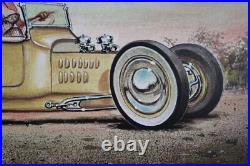 Out of Print Signed Keith WEESNER poster vtg FORD T Roadster Hot Rod FlatHead V8